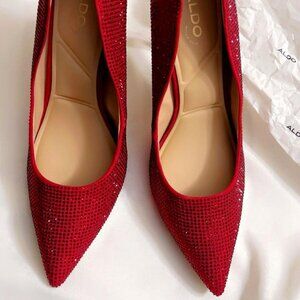 ALDO Women’s Red Glitter High Heels – Size 8.5 US